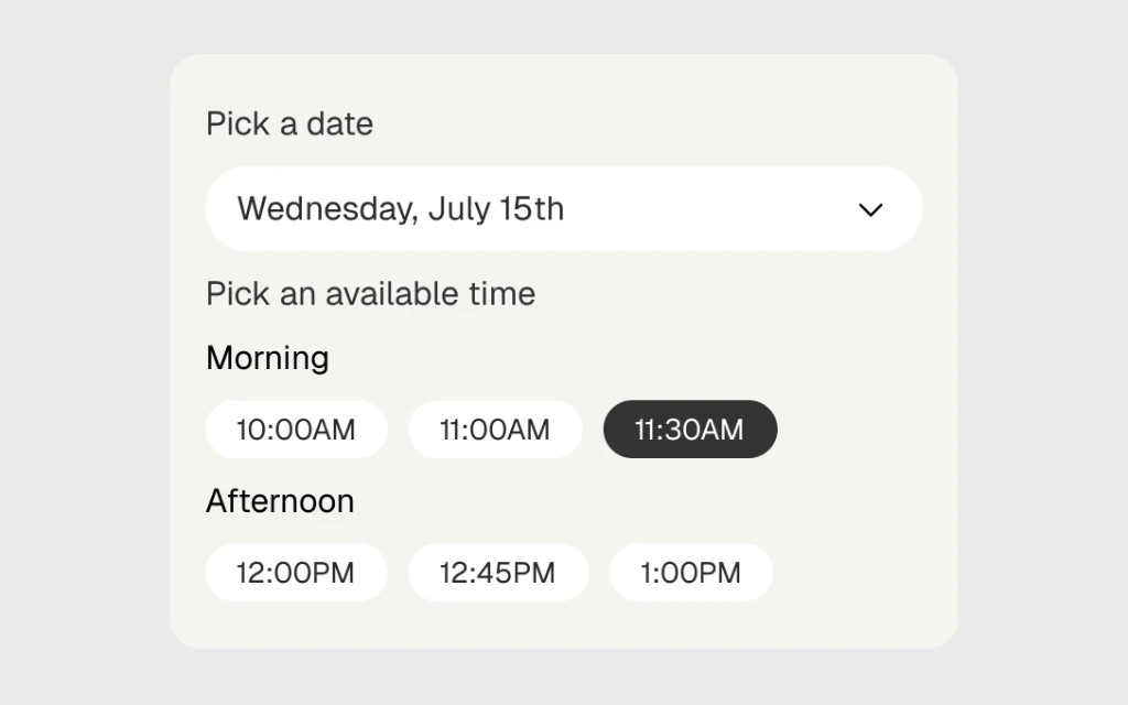 WCM Connect date and time picker component