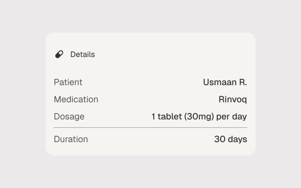 WCM Connect medication details card component