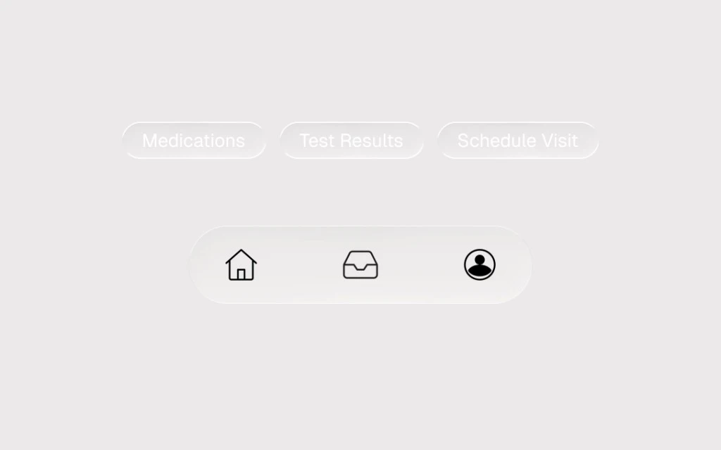 WCM Connect quick action pills and bottom navigation bar