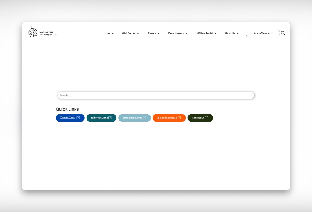 Search bar and Quick Links section on the redesigned site